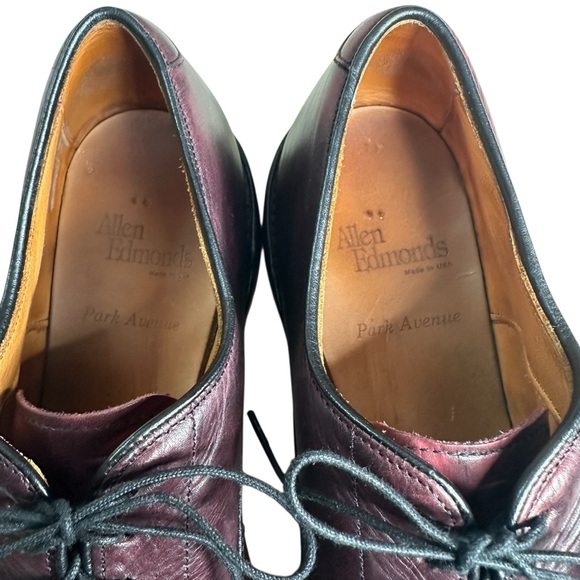 Allen Edmonds Park Avenue Cap-toe Leather Oxford Dress Shoe. Size 10D. Burgundy - Picture 6 of 11